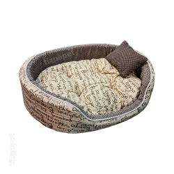 جای خواب سگ پاتی لالا با تشک جدا شونده همراه بالش رنگ کرم سایز کوچک