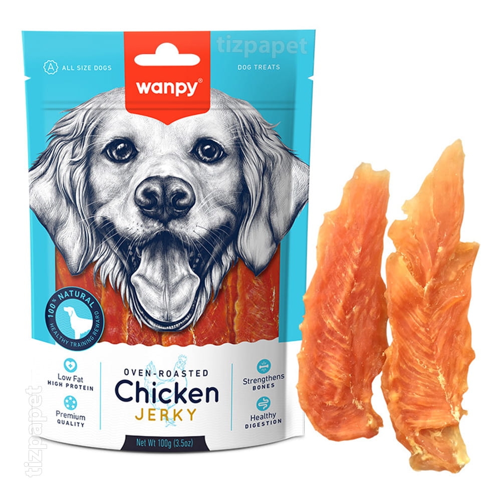 تشویقی سگ ونپی Chicken Jerky فیله مرغ خشک شده 100 گرمی