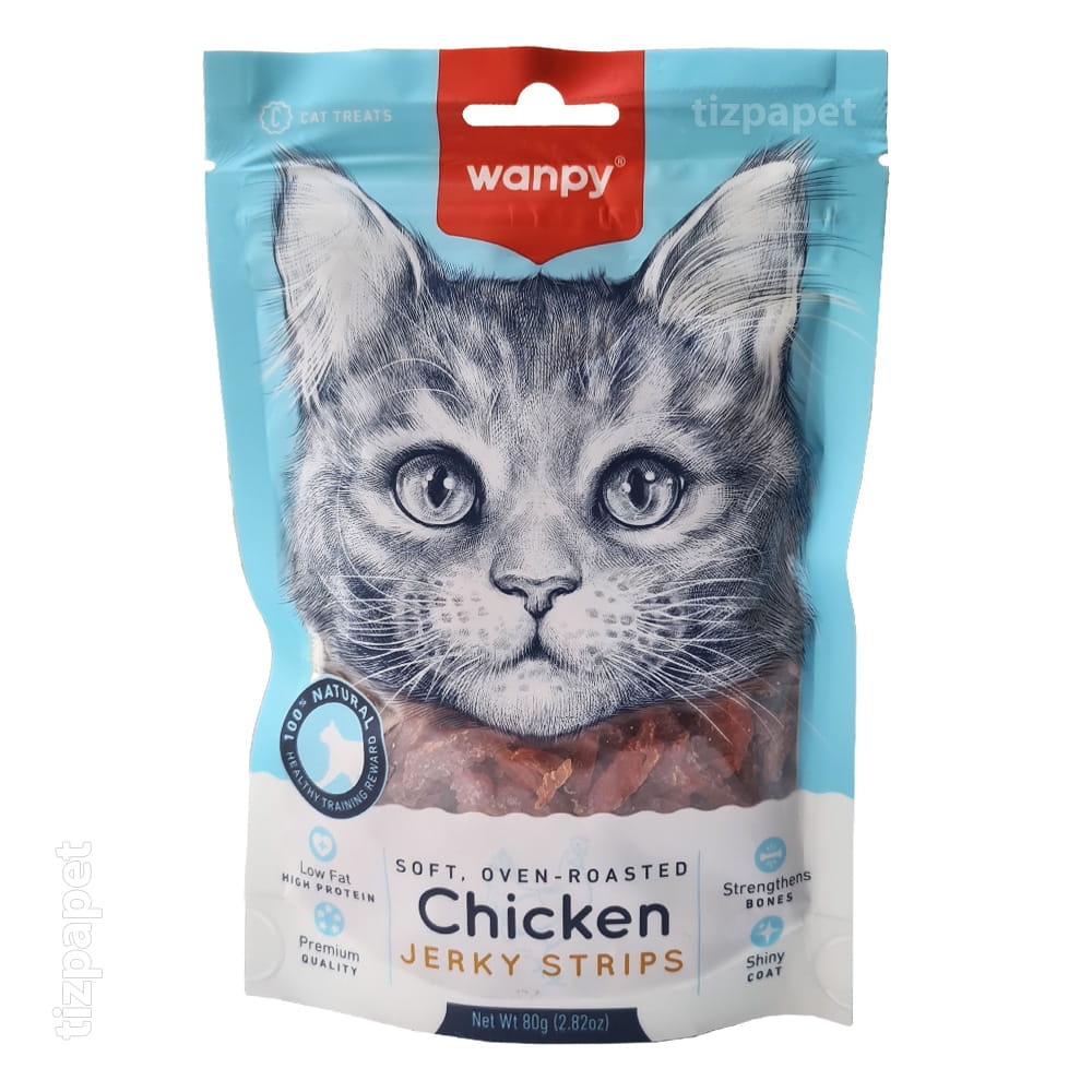 تشویقی گربه ونپی Soft Chicken Jerky Strips نواری طعم مرغ 80 گرمی